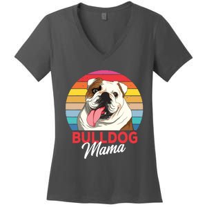 English Bulldog Mama Mom Women Women's V-Neck T-Shirt