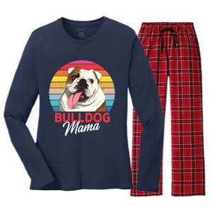 English Bulldog Mama Mom Women Women's Long Sleeve Flannel Pajama Set 