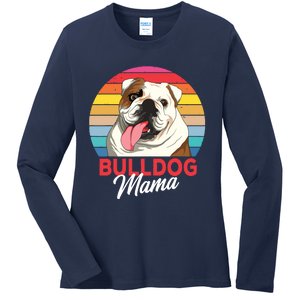 English Bulldog Mama Mom Women Ladies Long Sleeve Shirt