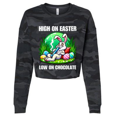 Easter Bunny Marijuana Cannabis Weed Funny 420 Humor Gift Cropped Pullover Crew