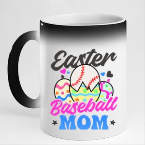 Easter Baseball Mom Design Easter Baseball Gift 11oz Black Color Changing Mug