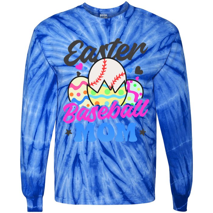 Easter Baseball Mom Design Easter Baseball Gift Tie-Dye Long Sleeve Shirt