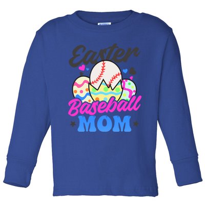 Easter Baseball Mom Design Easter Baseball Gift Toddler Long Sleeve Shirt