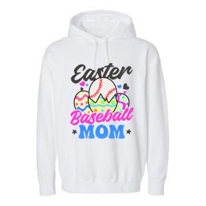 Easter Baseball Mom Design Easter Baseball Gift Garment-Dyed Fleece Hoodie