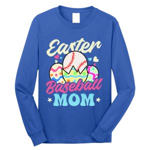 Easter Baseball Mom Design Easter Baseball Gift Long Sleeve Shirt