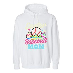 Easter Baseball Mom Design Easter Baseball Gift Garment-Dyed Fleece Hoodie