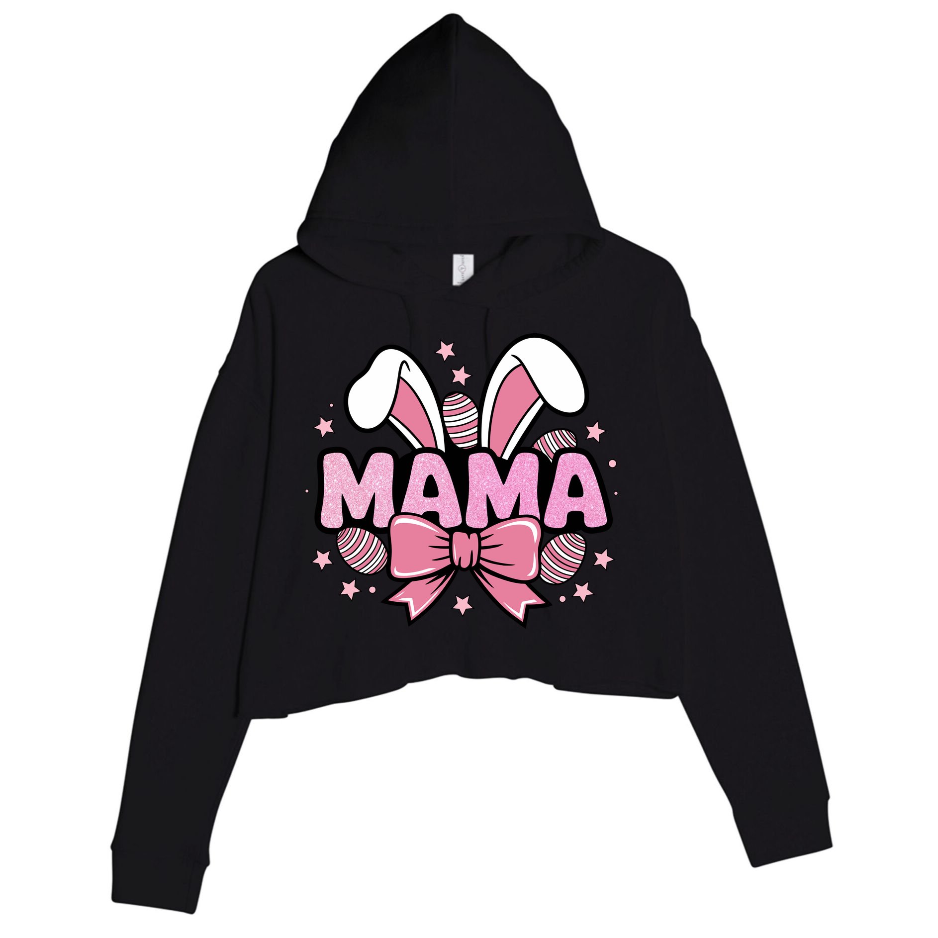 Easter Bunny Mama Easter Sunday Crop Fleece Hoodie