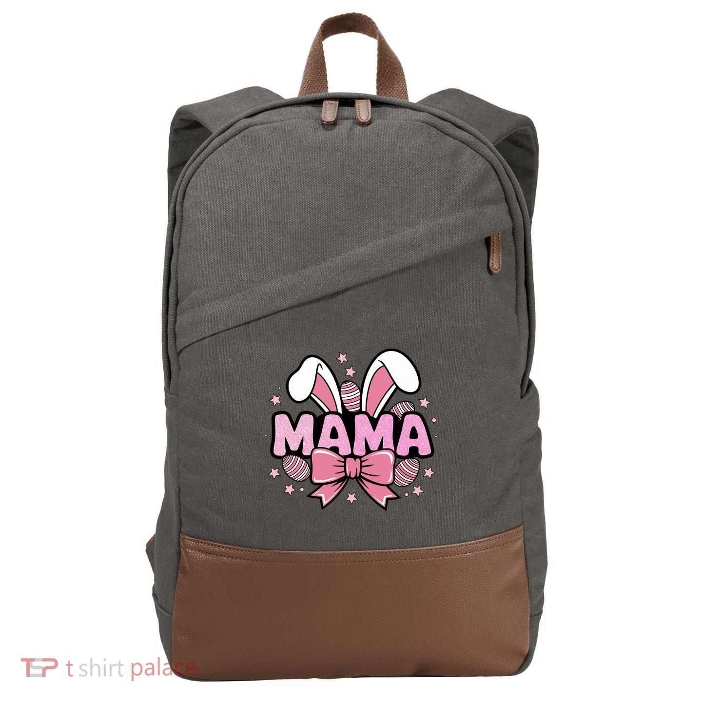 Easter Bunny Mama Easter Sunday Cotton Canvas Backpack