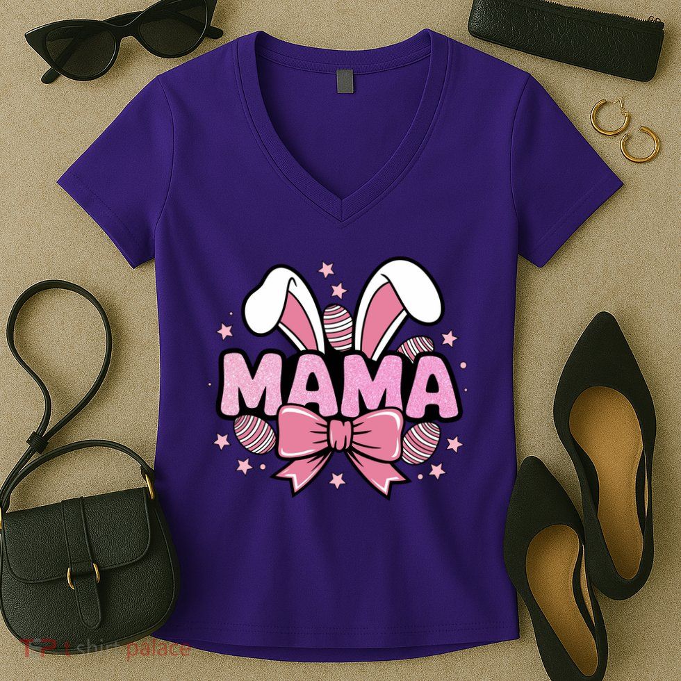 Easter Bunny Mama Easter Sunday Women's V-Neck T-Shirt