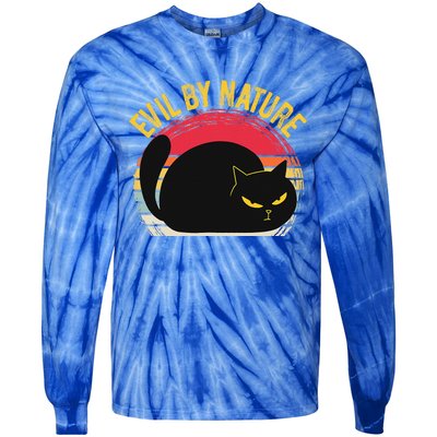 Evil By Nature Retro Horror Cat Tie-Dye Long Sleeve Shirt