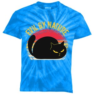 Evil By Nature Retro Horror Cat Kids Tie-Dye T-Shirt