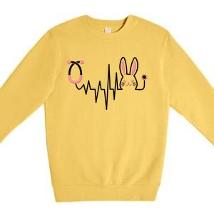 Easter Bunny Nurse Doctor Stethoscope Heartbeat Premium Crewneck Sweatshirt