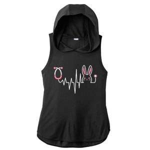 Easter Bunny Nurse Doctor Stethoscope Heartbeat Ladies PosiCharge Tri-Blend Wicking Draft Hoodie Tank