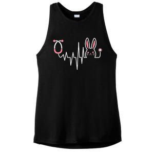 Easter Bunny Nurse Doctor Stethoscope Heartbeat Ladies PosiCharge Tri-Blend Wicking Tank