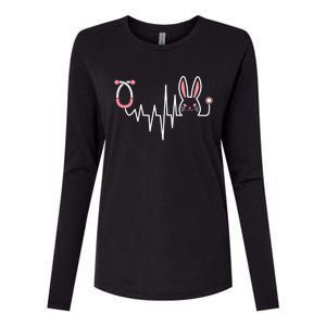 Easter Bunny Nurse Doctor Stethoscope Heartbeat Womens Cotton Relaxed Long Sleeve T-Shirt