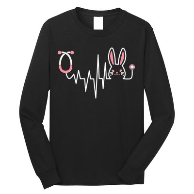 Easter Bunny Nurse Doctor Stethoscope Heartbeat Long Sleeve Shirt
