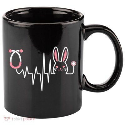 Easter Bunny Nurse Doctor Stethoscope Heartbeat 11oz C Handle Ceramic Mug