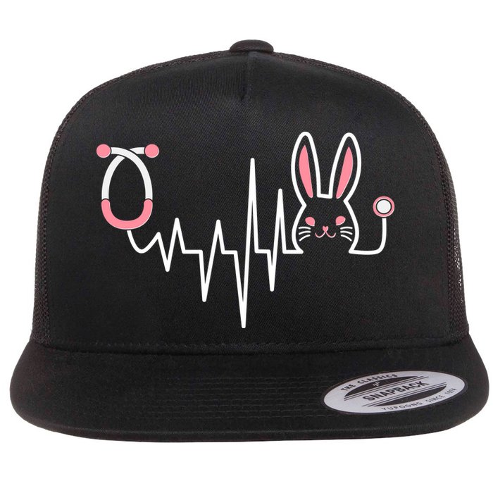 Easter Bunny Nurse Doctor Stethoscope Heartbeat Flatbill Hat