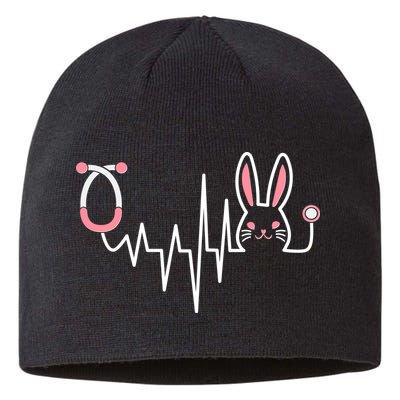 Easter Bunny Nurse Doctor Stethoscope Heartbeat Sustainable Beanie