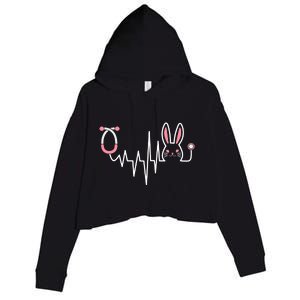 Easter Bunny Nurse Doctor Stethoscope Heartbeat Crop Fleece Hoodie