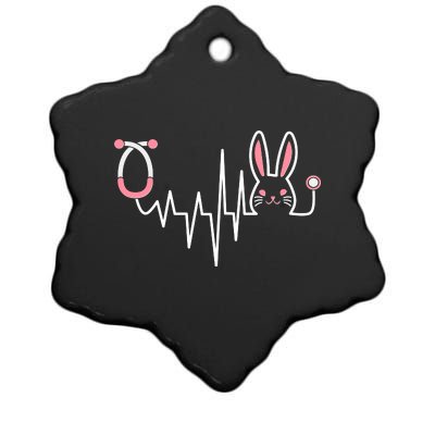 Easter Bunny Nurse Doctor Stethoscope Heartbeat Ceramic Star Ornament