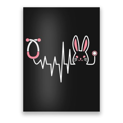 Easter Bunny Nurse Doctor Stethoscope Heartbeat Poster
