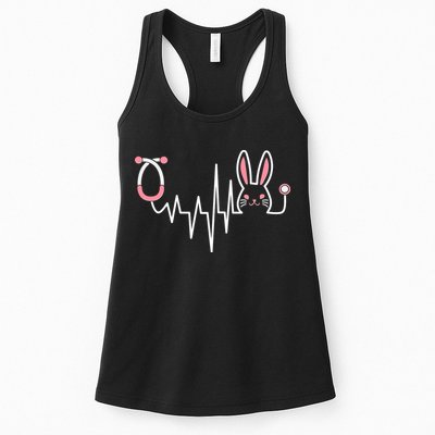 Easter Bunny Nurse Doctor Stethoscope Heartbeat Womens Tank Top