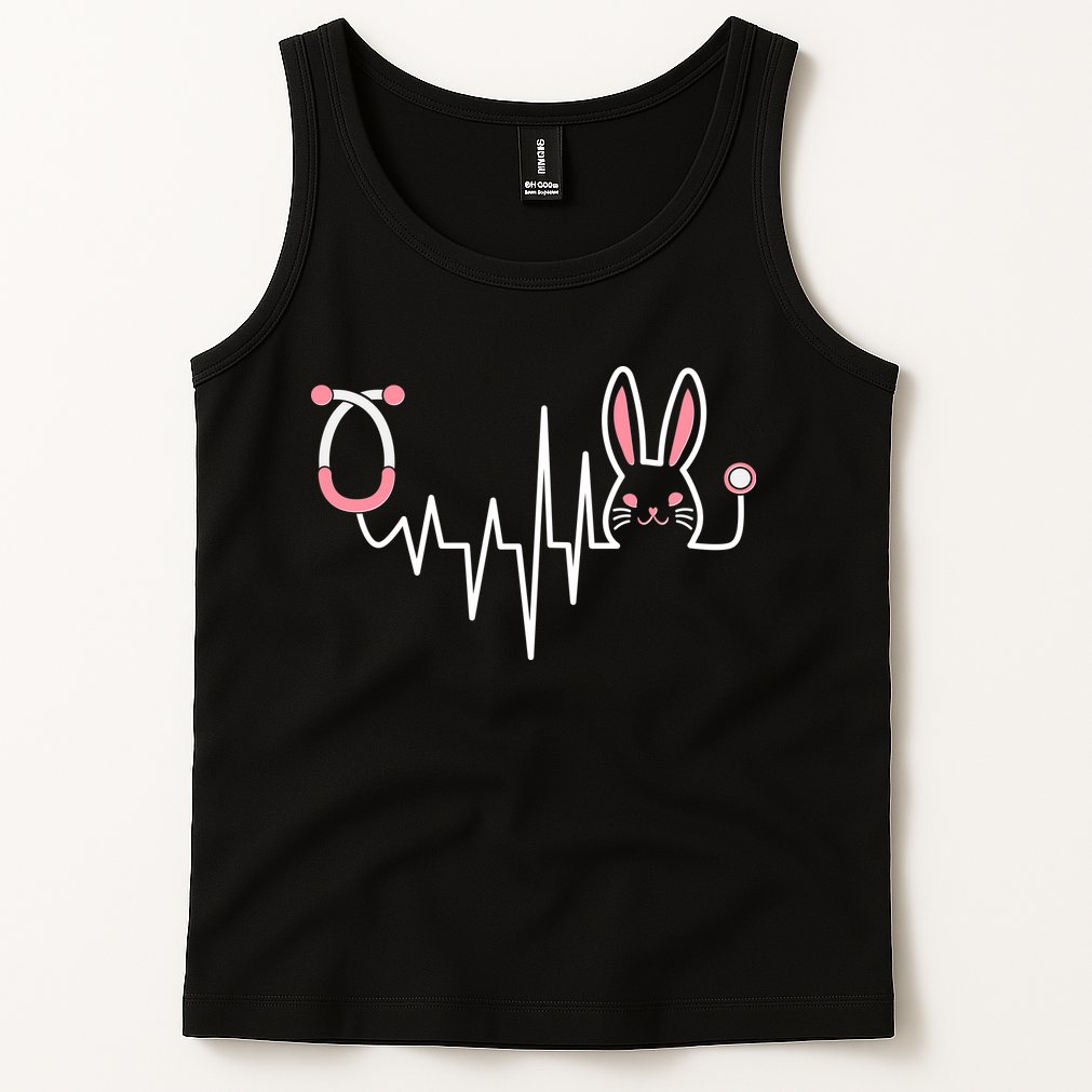 Easter Bunny Nurse Doctor Stethoscope Heartbeat Tank Top