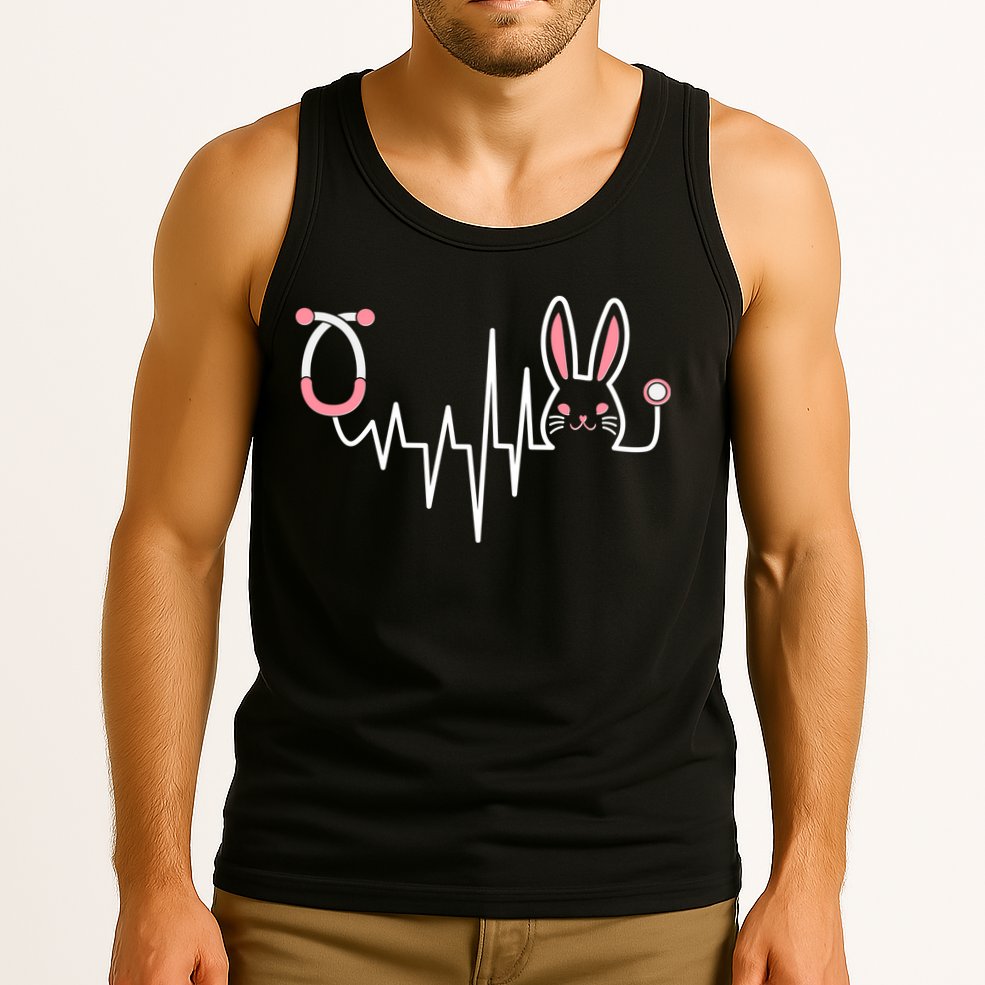 Easter Bunny Nurse Doctor Stethoscope Heartbeat Tank Top