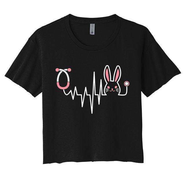 Easter Bunny Nurse Doctor Stethoscope Heartbeat Crop Top