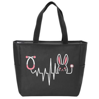 Easter Bunny Nurse Doctor Stethoscope Heartbeat Zip Tote Bag