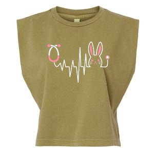 Easter Bunny Nurse Doctor Stethoscope Heartbeat Garment-Dyed Women's Muscle Tee