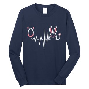 Easter Bunny Nurse Doctor Stethoscope Heartbeat Long Sleeve Shirt