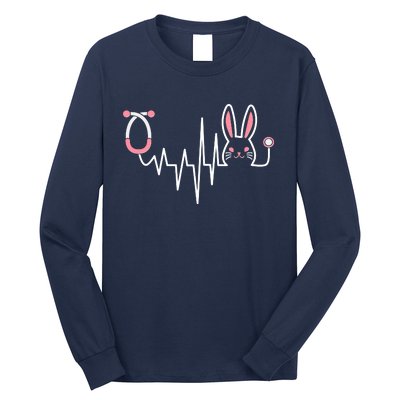 Easter Bunny Nurse Doctor Stethoscope Heartbeat Long Sleeve Shirt