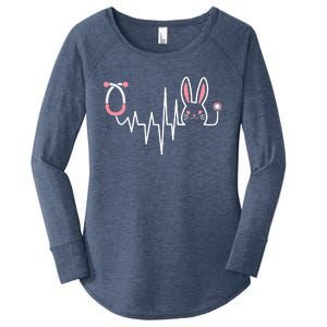 Easter Bunny Nurse Doctor Stethoscope Heartbeat Women's Perfect Tri Tunic Long Sleeve Shirt