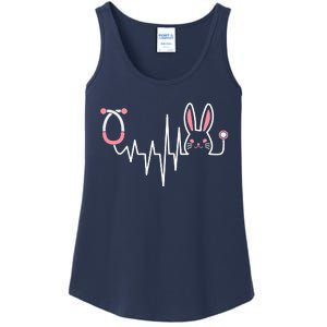 Easter Bunny Nurse Doctor Stethoscope Heartbeat Ladies Essential Tank