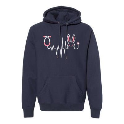 Easter Bunny Nurse Doctor Stethoscope Heartbeat Premium Hoodie