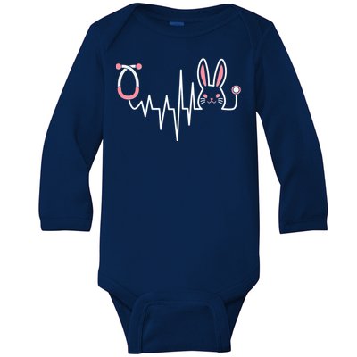 Easter Bunny Nurse Doctor Stethoscope Heartbeat Baby Long Sleeve Bodysuit