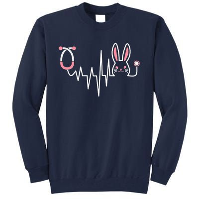 Easter Bunny Nurse Doctor Stethoscope Heartbeat Tall Sweatshirt