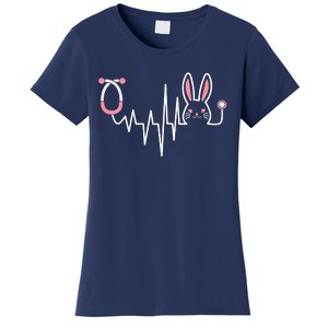 Easter Bunny Nurse Doctor Stethoscope Heartbeat Women's T-Shirt