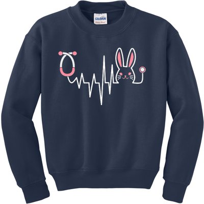 Easter Bunny Nurse Doctor Stethoscope Heartbeat Kids Sweatshirt