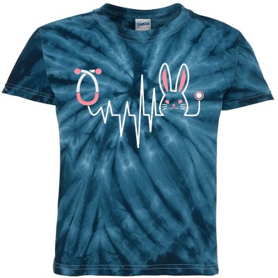 Easter Bunny Nurse Doctor Stethoscope Heartbeat Kids Tie-Dye T-Shirt