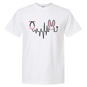 Easter Bunny Nurse Doctor Stethoscope Heartbeat Garment-Dyed Heavyweight T-Shirt