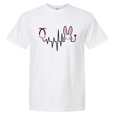 Easter Bunny Nurse Doctor Stethoscope Heartbeat Garment-Dyed Heavyweight T-Shirt