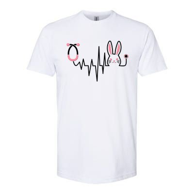 Easter Bunny Nurse Doctor Stethoscope Heartbeat Softstyle CVC T-Shirt