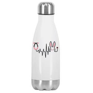 Easter Bunny Nurse Doctor Stethoscope Heartbeat Stainless Steel Insulated Water Bottle