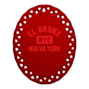 El Bronx Nueva York Nyc Gym Style Distressed Red Print Gift Ceramic Oval Ornament