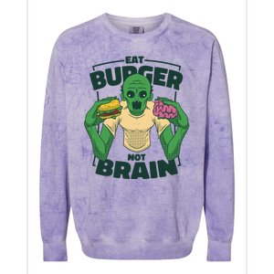 Eat Burger Not Brain Funny Zombie Colorblast Crewneck Sweatshirt