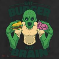 Eat Burger Not Brain Funny Zombie 7 Panel Mesh Trucker Snapback Hat