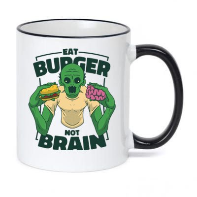 Eat Burger Not Brain Funny Zombie 11oz Black Color Changing Mug